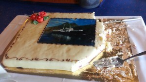 This cake appeared almost every afternoon to celebrate the MS Lofoten's 50th anniversary